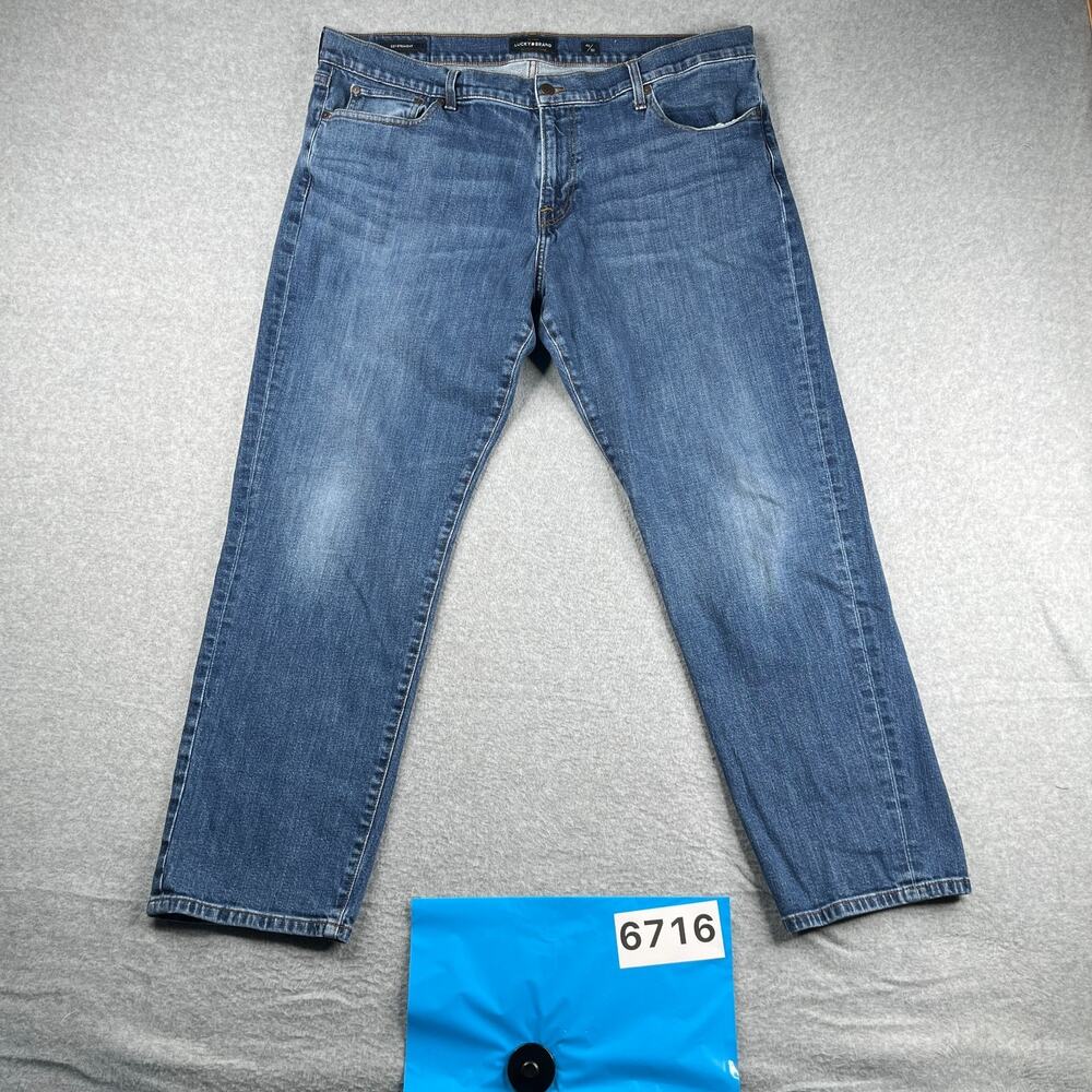 Lucky Brand Denim Jeans 221 Straight Blue Distressed Mens Size 40x30